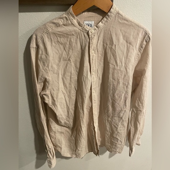 Zara Men's Cream Button-Up Shirt Size Large - Picture 1 of 4